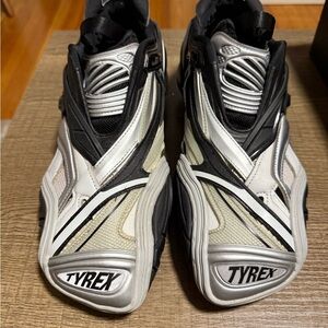 Balenciaga Black and Silver Tyrex Sneakers